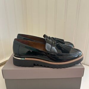 Franco Sarto black patent Carolynn loafer, size medium